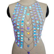 Bruning man Costumes Wear Holographic Body Chain Festival Rave Gear Clothing Summer Beach Top