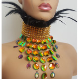 Burning Man Festival Rave Feather Choker Necklace Collar
