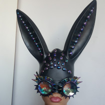 Holographic Burning Man Sequin Flower Bunny Couture Face Mask Dancer Costume Festival Rave Outfits Gear Halloween Masquerade