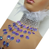Holographic Mermaid Party Supplies Costumes Burning Man Festival Rave Feather Choker Necklace Collar