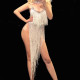 Drag Queen Costumes Fringe Latin Dance Dress Rhinestones Long Evening Party Dresses Sexy Celebrity Red Carpet Dress