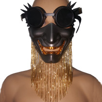 Burning Man Festival Halloween Devil Glass Fringe Skull Goggles Face Mask