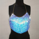 Burning Man Rave Festival Clothes Sexy Holographic Iridescent Halter Scales Sequin Crop Top Women Beach Backless Nightclub Party High Quality Boho Handcrafted Short Tops