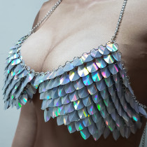 Burning Man Rave Holographic Scalemail armour Crop Top make to order