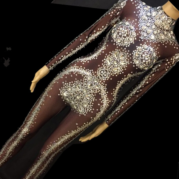 Drag Queen Costumes Sparkly Rhinestone Bodysuit Crystal...