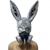 Burning Man Studded Spike Bunny Couture Face Mask Streampunk Dancer Show Costume Festival Rave Outfits Gear Halloween