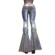 Sexy Summer Women Holographic High Waist Bell Bottoms Pants Leggings Rave Festival Bottoms