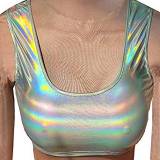 Unicorn Party Supplies Costumes Rainbow Holographic Women Rave Festival Gym Yoga Crop Tank Top