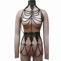 Burning Man Costumes Rave Crop Top Skirt Outfits Burning Man Festival Clothings Gear Sexy Body Chain