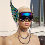 Burning Man Rave Costumes Holographic Wings Goggles Chain Mask Headpiece Head dress Cosplay Festival Clothes Outfits