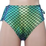 Sexy Summer Women Holographic Iridescent Mermaid Rave Hight Waisted Laced Up Shorts Bottoms