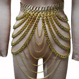 Burning Man Costumes Rave Gold Rhinestone Chain Skirt Bottoms Singer Stage Performance Wear Drag Queen Fashion Show