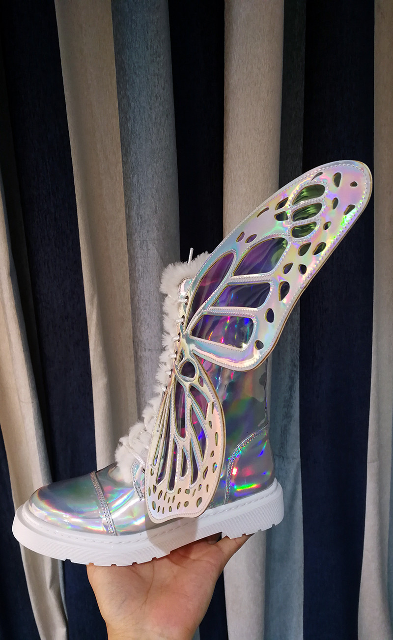 holographic butterfly boots