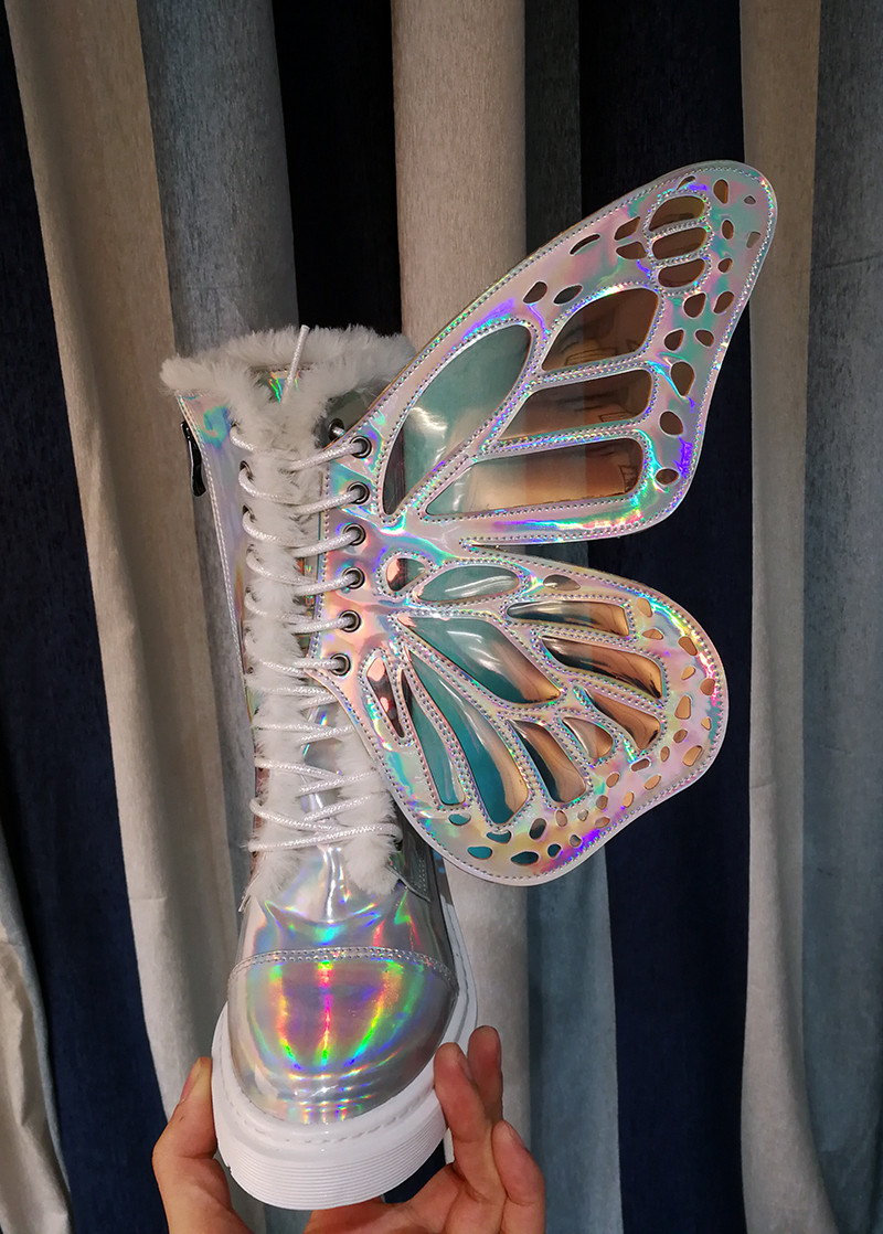 holographic butterfly boots