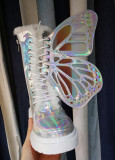 Holographic Butterfly Wings Metamorphic Fur Boots