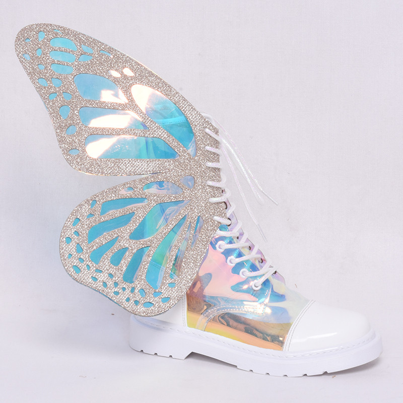 US$ 115.00 - Holographic Glitter Butterfly Wings Metamorphic Boots ...