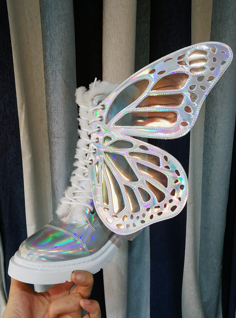 holographic butterfly boots