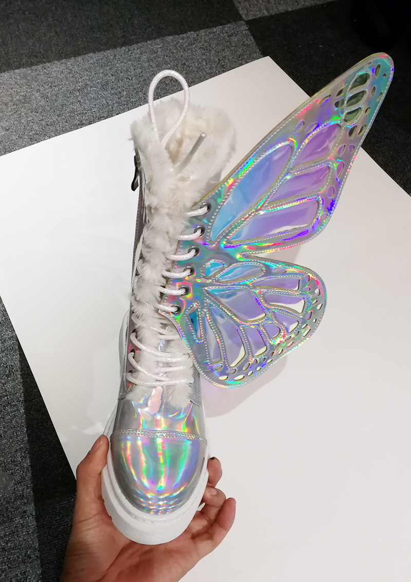 Holographic metamorphic clearance boots