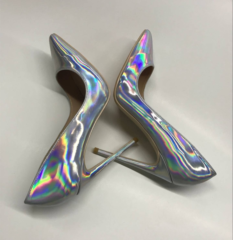 Multi Color Holographic Ankle Strap Heels Sandals|FSJshoes