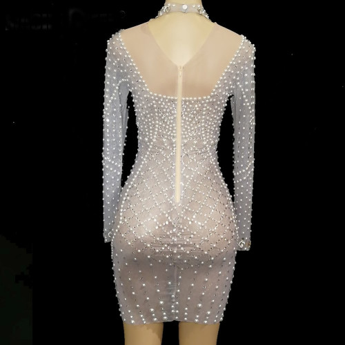 Us 150 Drag Queen Costumes Pearl Rhinestones Sexy See Through