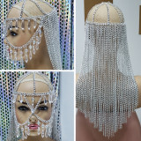Burning Man Rave Festival Silver Chain Wigs Mask Headpiece Head Dress
