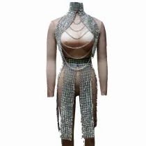 Silver Summer Musical Festival Rave Spike Outtfits Gear Clothes Drag Queen Costumes Singer Stage Dance