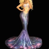 Sexy Drag Queen Mermaid Costumes Long Gown Evening Dress Cosplay Runway Show