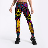 Burning Man Rave EDM Clothings Print Yoga Leggings Pants Festival Outfits Bottoms