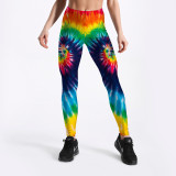 Burning Man Rave EDM Clothings Tie Dye Print Yoga Leggings Pants Festival Outfits Bottoms