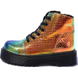 Rave Bamboo Holographic Combat Boots