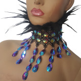 Handmade Holographic Jewelry Costumes Burning Man Festival Rave Feather Choker Necklace Collar