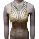 Burning Man Rave Festival Clothes Sexy Holographic Iridescent Halter ScaleMaille Fringe Crop Top Women Boho Handcrafted Tops