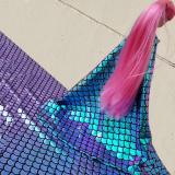 Iridescent Mermaid Scales Fabric Hologram Fish Scale 4 Way Stretch Spandex Green 58  Wide Sold by The Yard