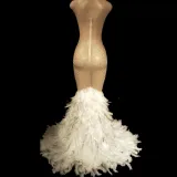 Drag Queen Costumes Lux Rhinestones Feather Sexy Prom Nightclub  Sleeveless Long Maxi Dress Celebrate  Birthday Dresses