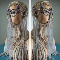 Vintage Face Chain Mask, Face Head Chain Burning Man Mask ,Headchain Facechain Face jewelry Festival jewelry Fashion face mask