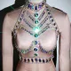 Carnival Costume Outfits Holographic Iridescent Chain Halter Top, Body Jewelry Chain,Rave Outfits Clothes festival Wear Clothing,Burning Man Outfits
