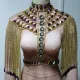 Carnival Costume Outfits Holographic Iridescent Jewelry Body Chain Top,Fringe Cape Shoulder Piece,Rave Outfits Clothes festival Wear Clothing,Burning Man Outfits