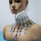 Handmade Holographic Jewelry Costumes Burning Man Festival Rave Feather Choker Necklace Collar