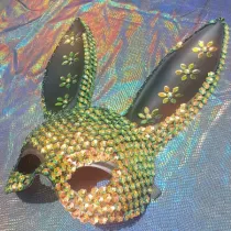Holographic Burning Man Sequin Flower Bunny Couture Face Mask Dancer Costume Festival Rave Outfits Gear Halloween Masquerade Price: US $98.00 / piece
