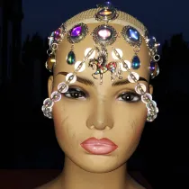 chain headpiece,vintage headpiece,jewelry headpiece,burning man rave headpiece