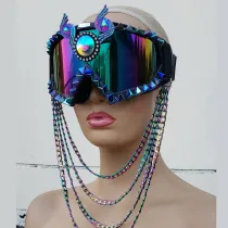 Studded Disco Goggles,goggles Mask,Chain Goggles, Music Festival Gear Burning Man Headpiece ,Cosplay Halloween Costumes 