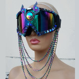 Studded Disco Goggles,goggles Mask,Chain Goggles, Music Festival Gear Burning Man Headpiece ,Cosplay Halloween Costumes 