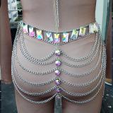 Rainbow Body Chain,Rave Bodysuit,Body Jewelry,Crystal Chain Bodysuit, Rave Clothing, festival wear, club wear,Burning Man Carnival Costumes 