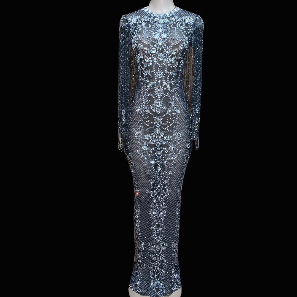 long rhinestone dress