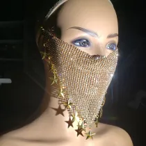  	 burning man rave metal net rhinestone bandanas mask 