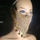  	 burning man rave metal net rhinestone bandanas mask 
