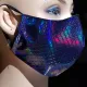Black Holographic Rainbow Mermaid Dust Mask Mouth Mask Burning Man Festival Rave Mask Halloween Costume