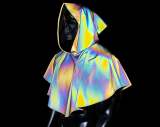 Medieval Hooded Rainbow Refective Capelet/Renaissance Cloak/Medieval Costume/Cosplay/reflective clothing/drag queen costume