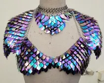 Handmade Scale Maille Pauldrons Spaulders Dragoons epaulettes Armor/Scalemail Shoulder/Scalemail Armor Top/ Rave Festival Wear/Burning Man Outfits