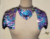 Handmade Scale Maille Pauldrons Spaulders Dragoons epaulettes Armor/Scalemail Shoulder/Scalemail Armor Top/ Rave Festival Wear/Burning Man Outfits